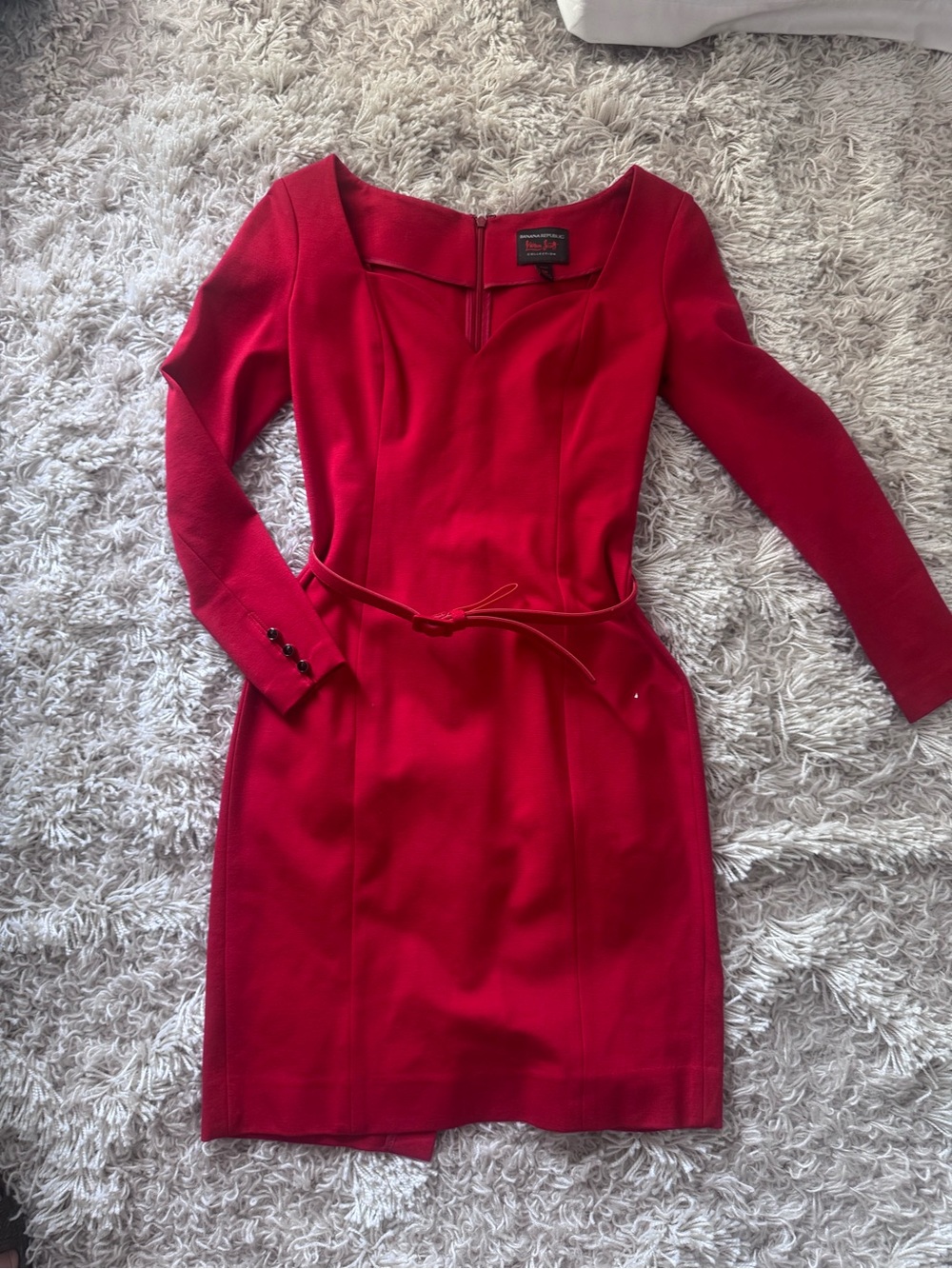 L’Wren Scott x Banana Republic Red Long Sleeve Dress with belt